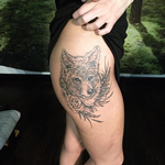 Tattoos - Coyote and Floral on Hip- Instagram @michaelbalesart - 121904